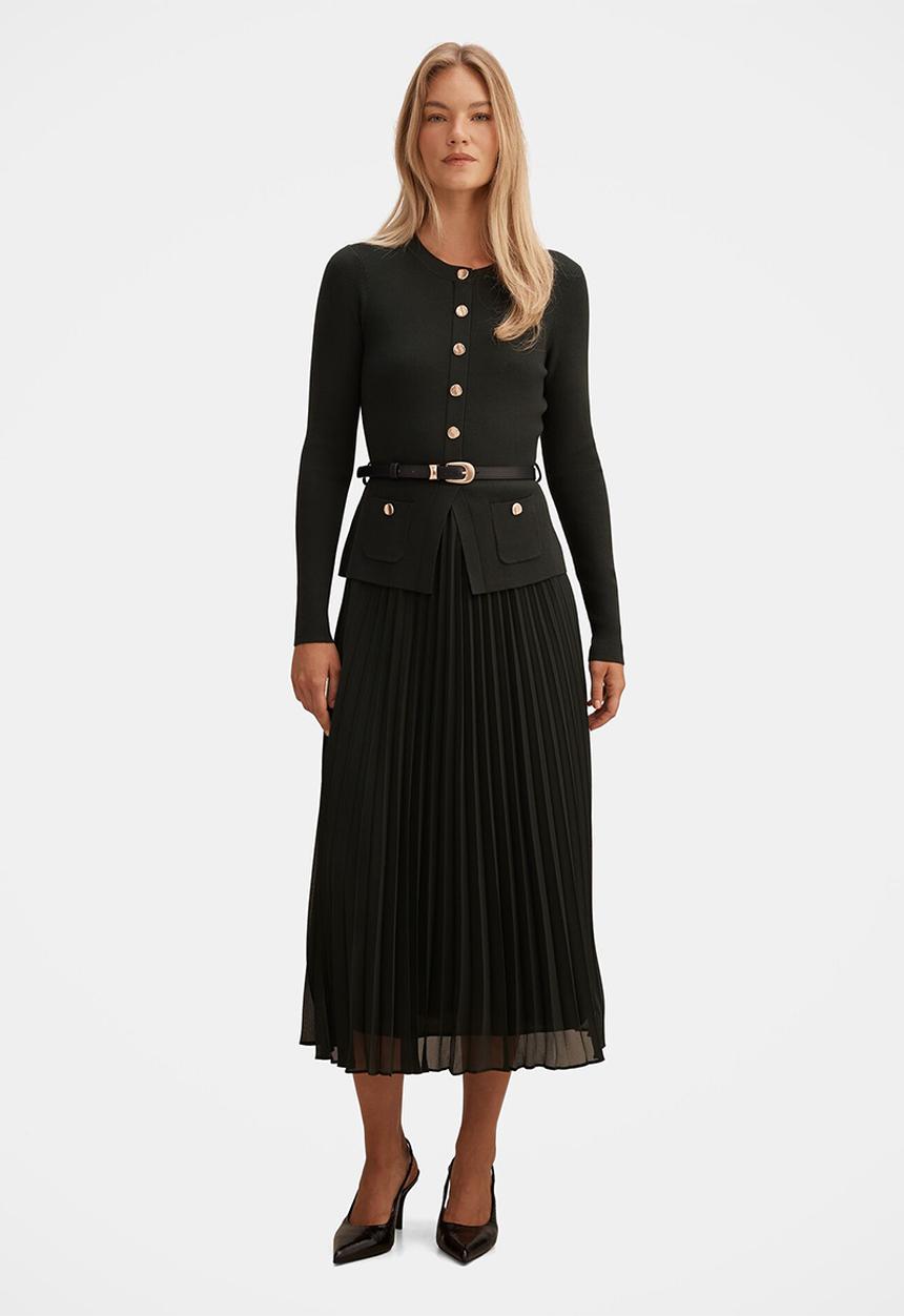 Forever New - Daphne long sleeve midi dress in deep green