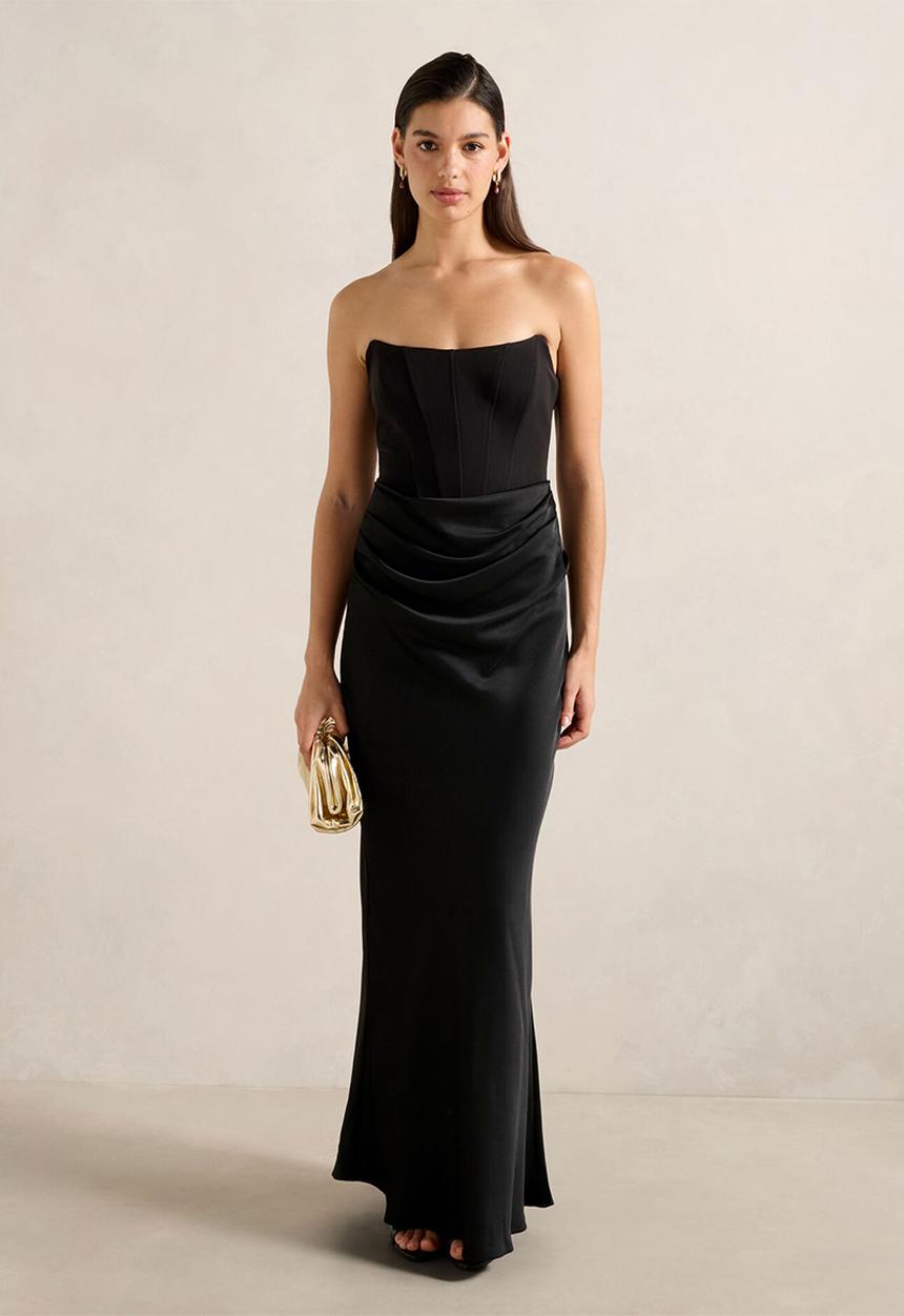 Forever New - Isra Drape Strapless Maxi Dress in Black