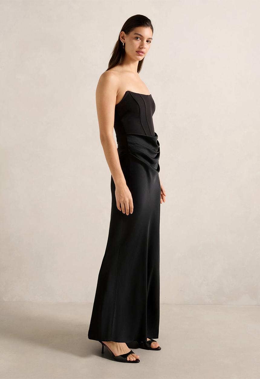 Forever New - Isra Drape Strapless Maxi Dress in Black