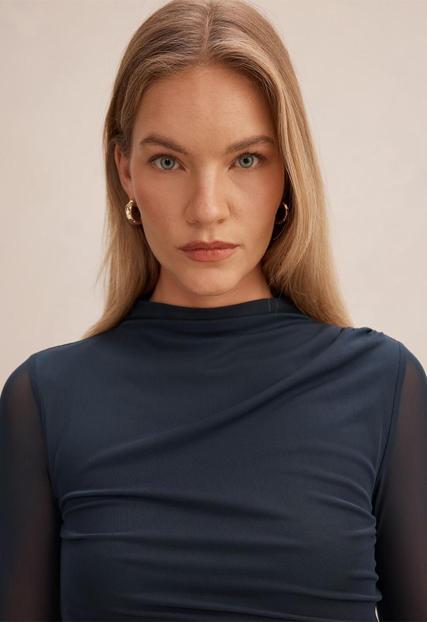 Forever New - Charlotte High Neck Long Sleeve Top in Night Sky