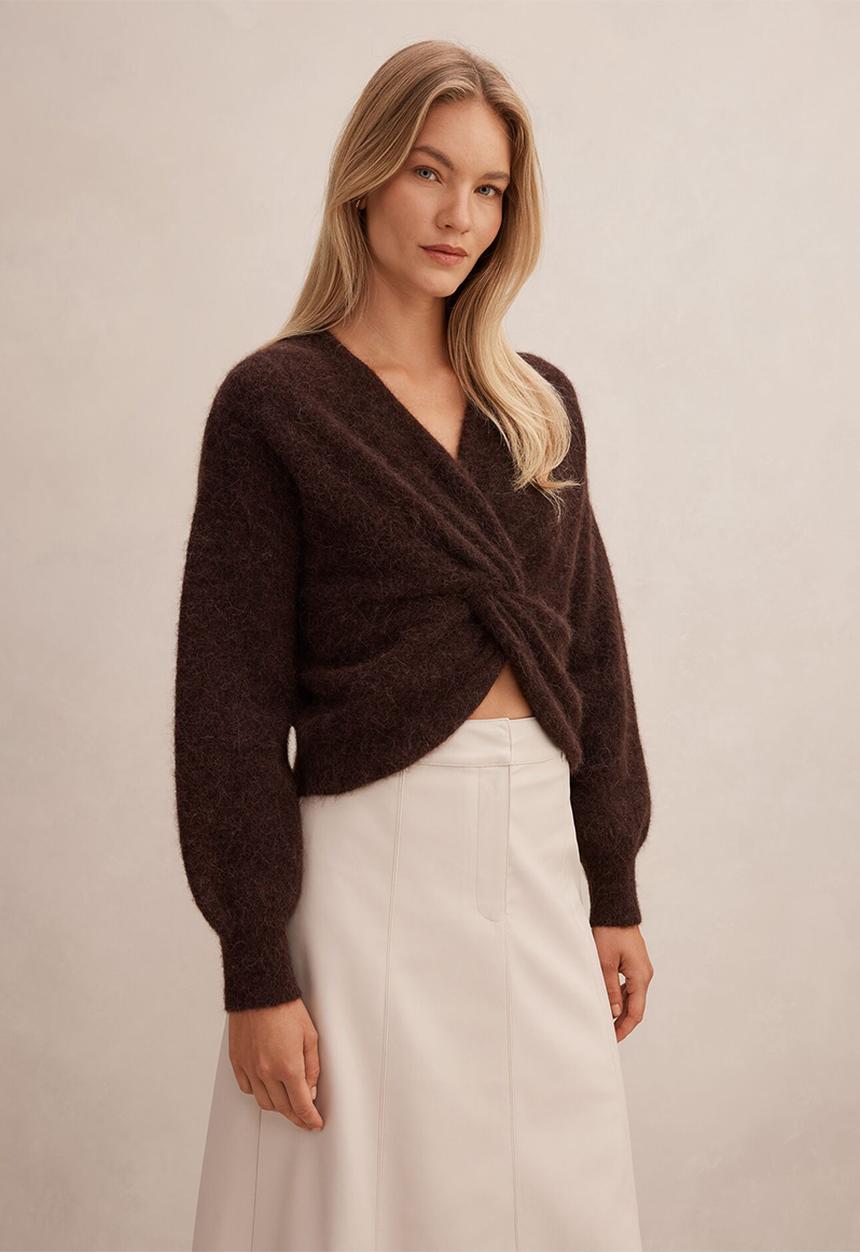 Forever New - Arianne Twist Front Sweater in Chocolate