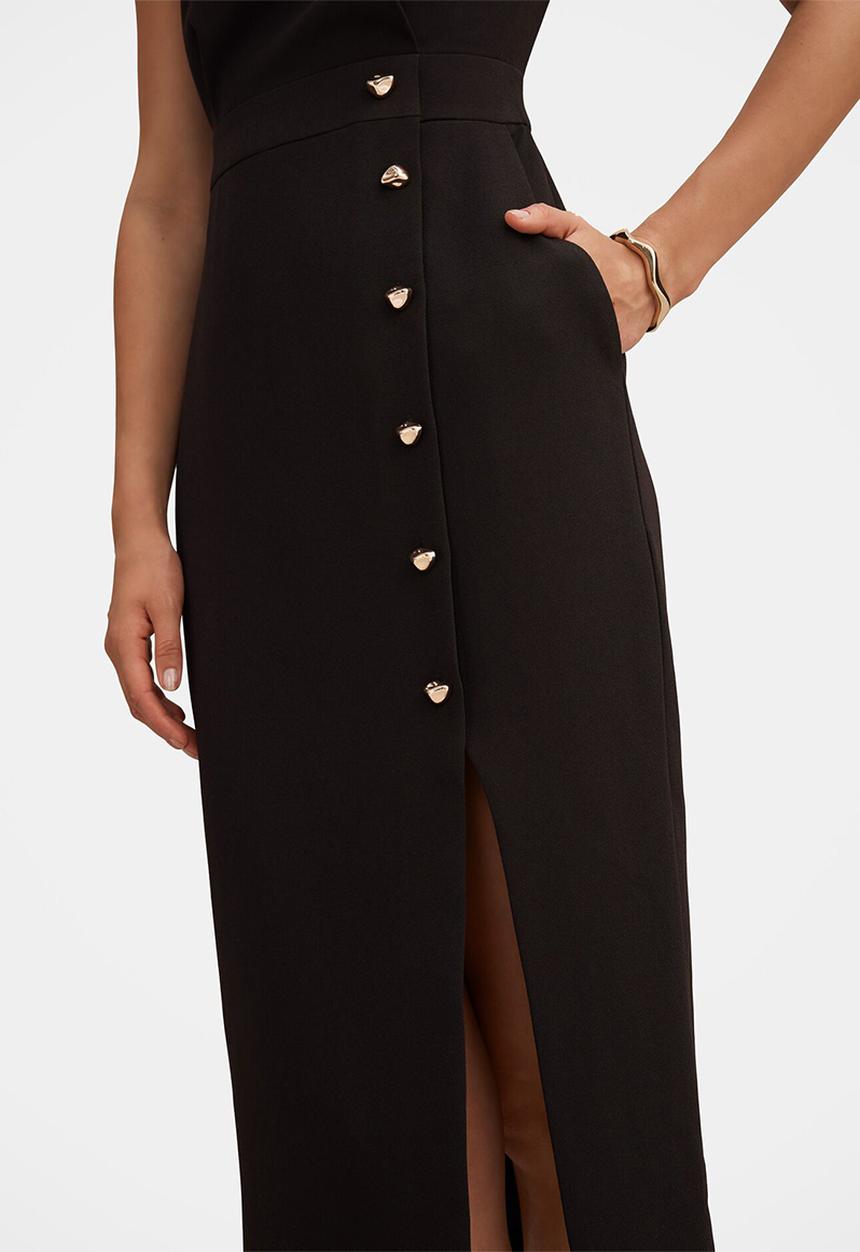 Forever New - Lisette Column Button Midi Dress in Black