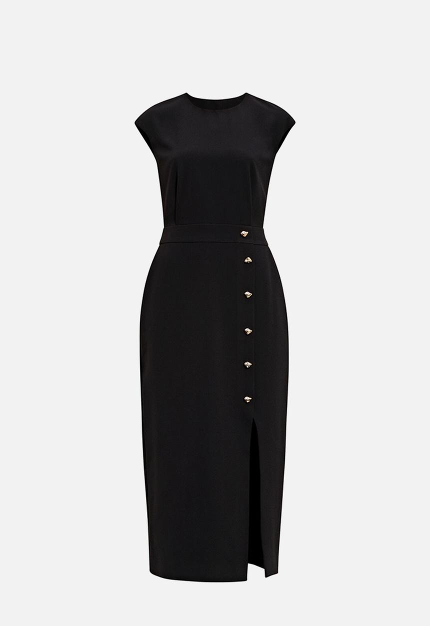 Forever New - Lisette Column Button Midi Dress in Black