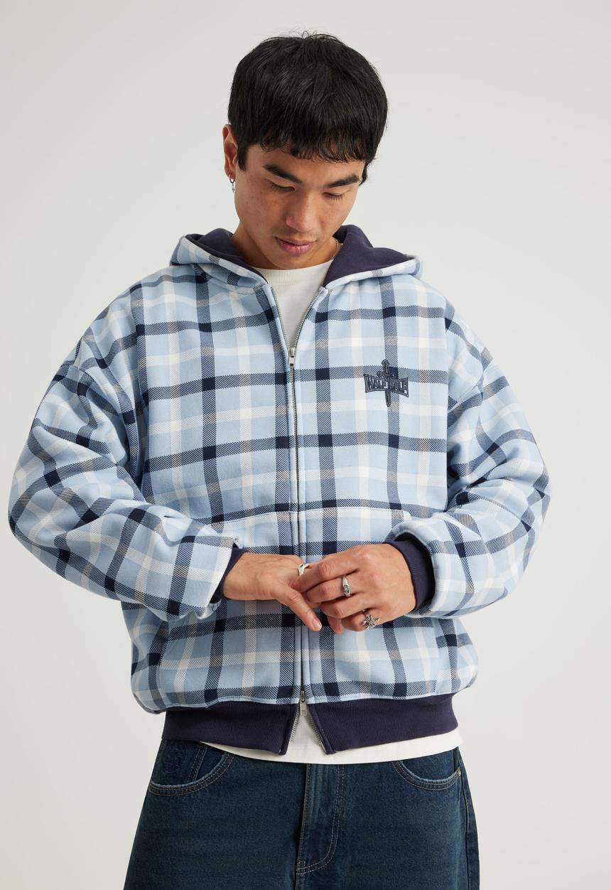 Factorie - Half Half Zip Thru Hoodie - Hh City Sky Check