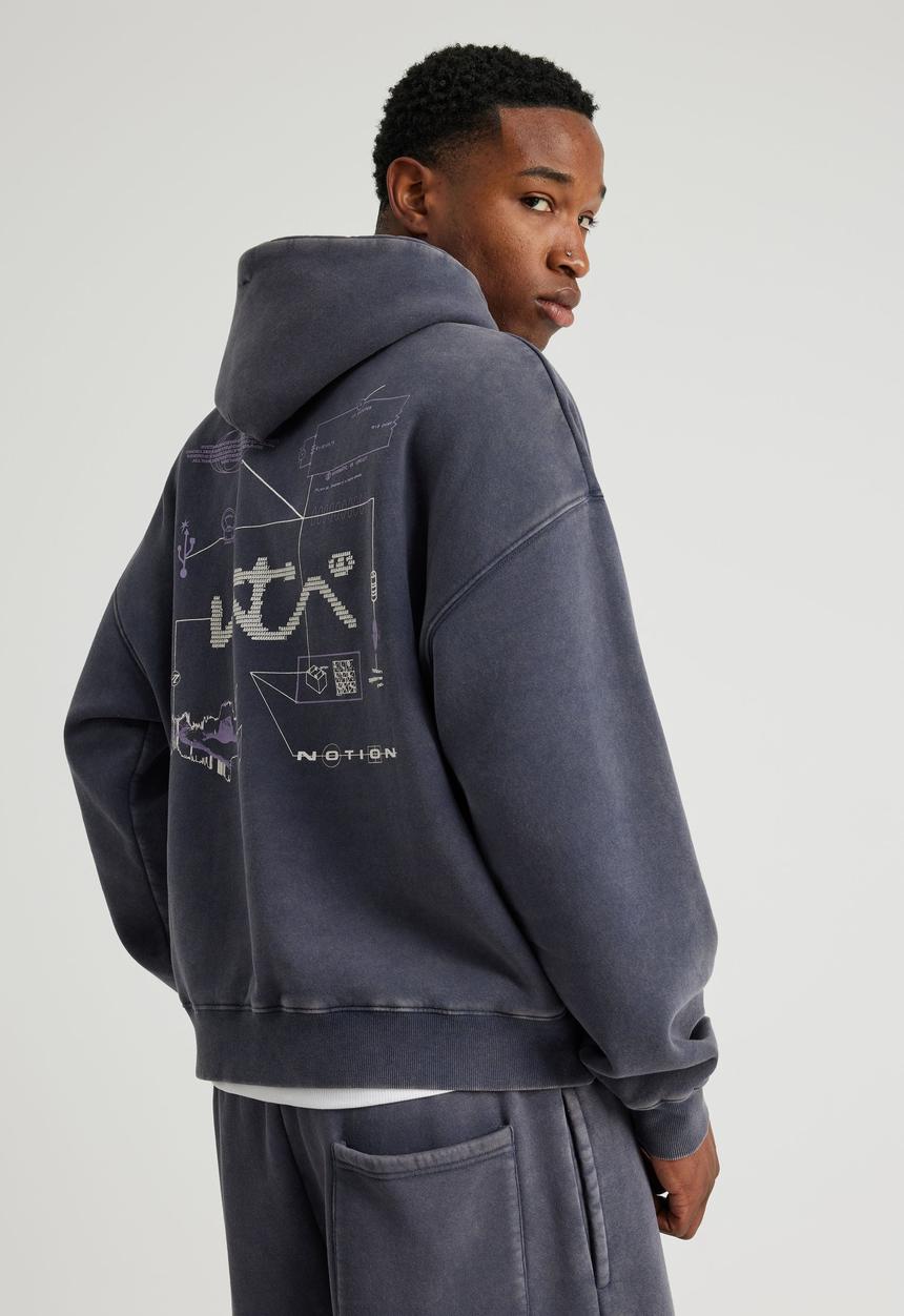 Factorie - Notion Hoodie - Ntn Washed Navy Blazer/Schematics