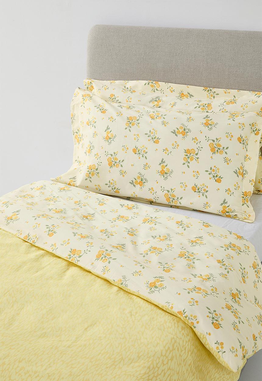 Pop Candy - 200TC floral duvet cover set - soft yellow