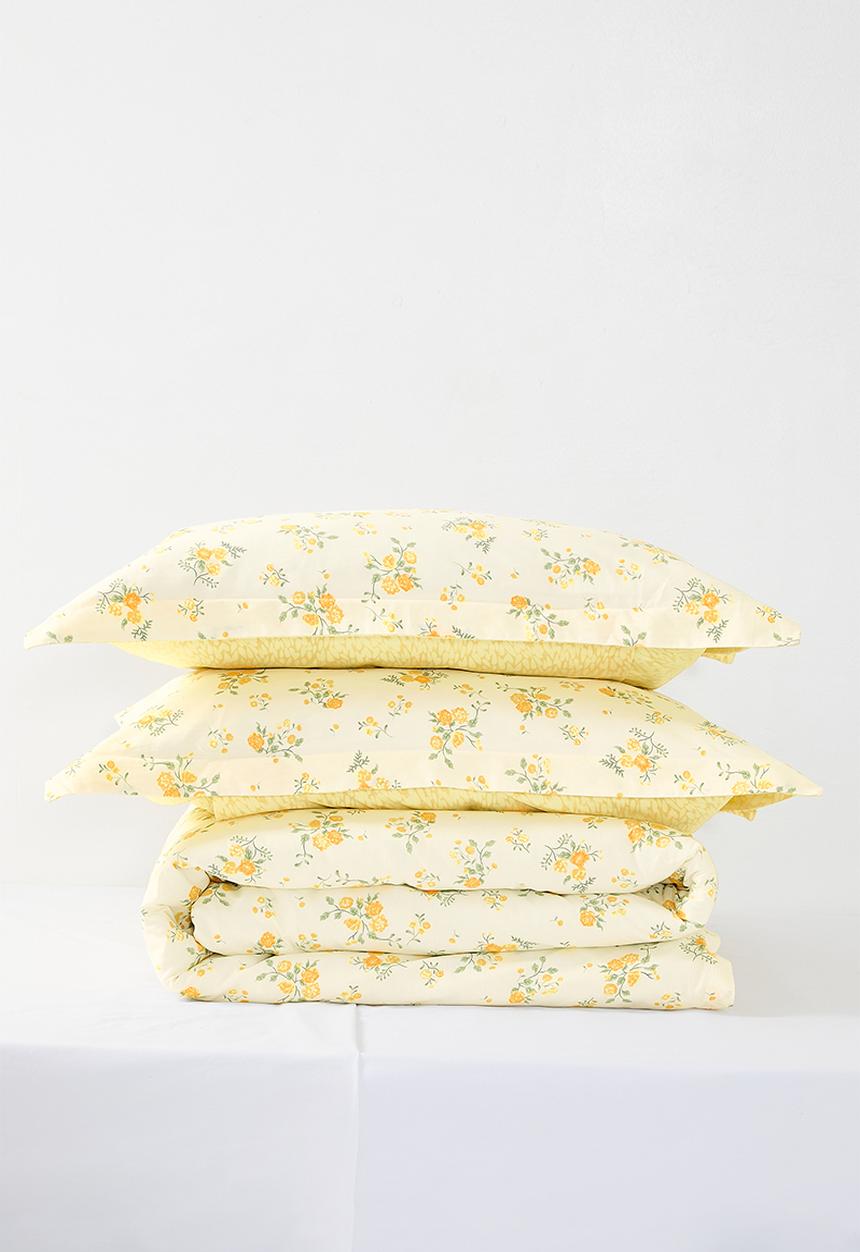 Pop Candy - 200TC floral duvet cover set - soft yellow