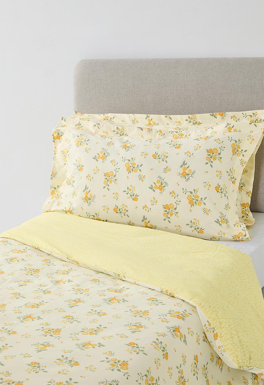 Pop Candy - 200TC floral duvet cover set - soft yellow