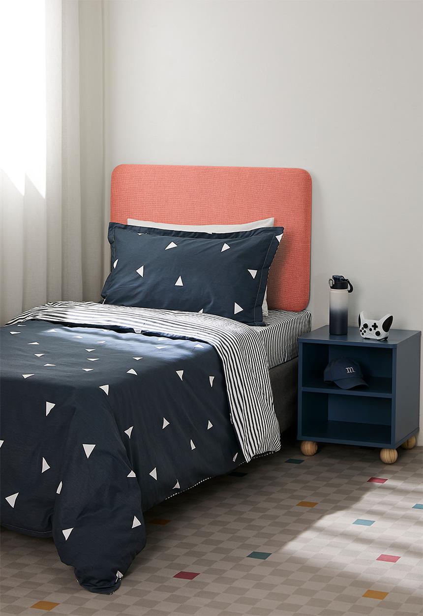 Pop Candy - 200TC reversible duvet cover set - glaucous blue/triangle aop