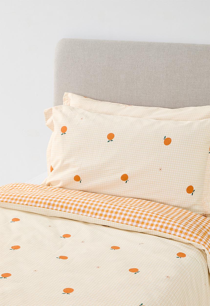Pop Candy - 196TC orange aop duvet cover set - pale peach/orange gingham