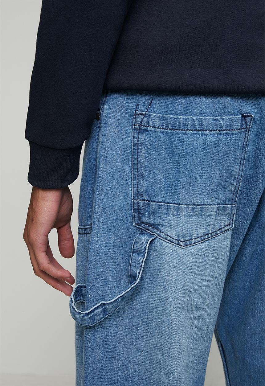 Brave Soul - Carpenter Loose Fit Denim Jean - Light Blue Regular Length