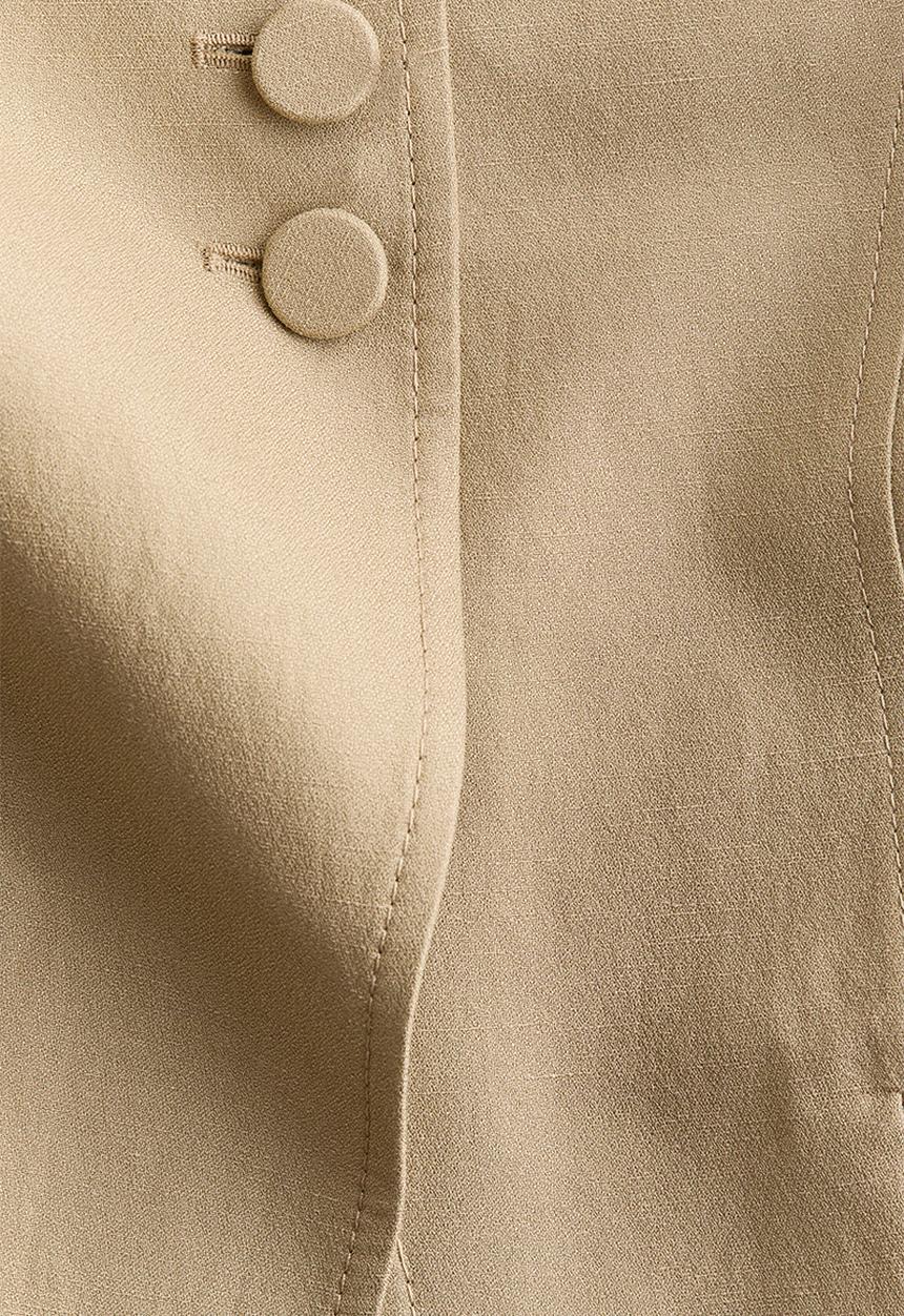 H&M - H&M Studio: Linen-blend hourglass blazer - beige