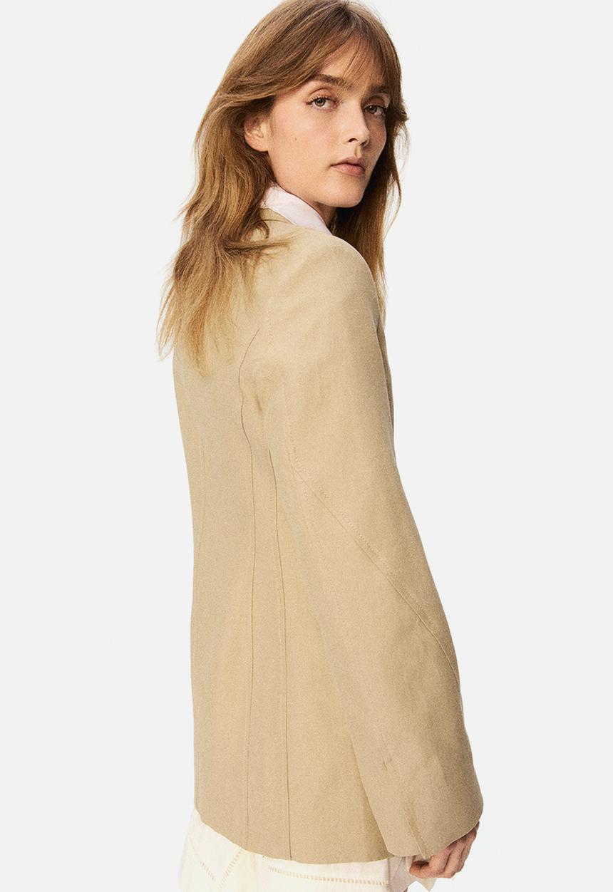 H&M - H&M Studio: Linen-blend hourglass blazer - beige