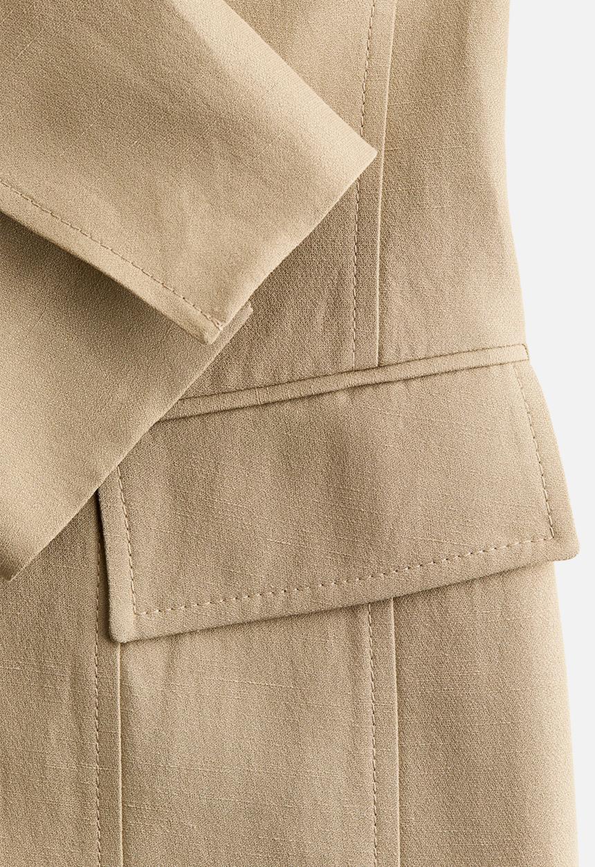 H&M - H&M Studio: Linen-blend hourglass blazer - beige