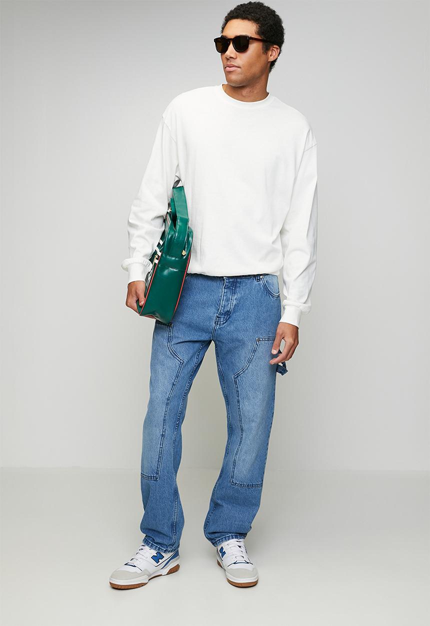 Brave Soul - Carpenter Loose Fit Denim Jean - Light Blue Long Length