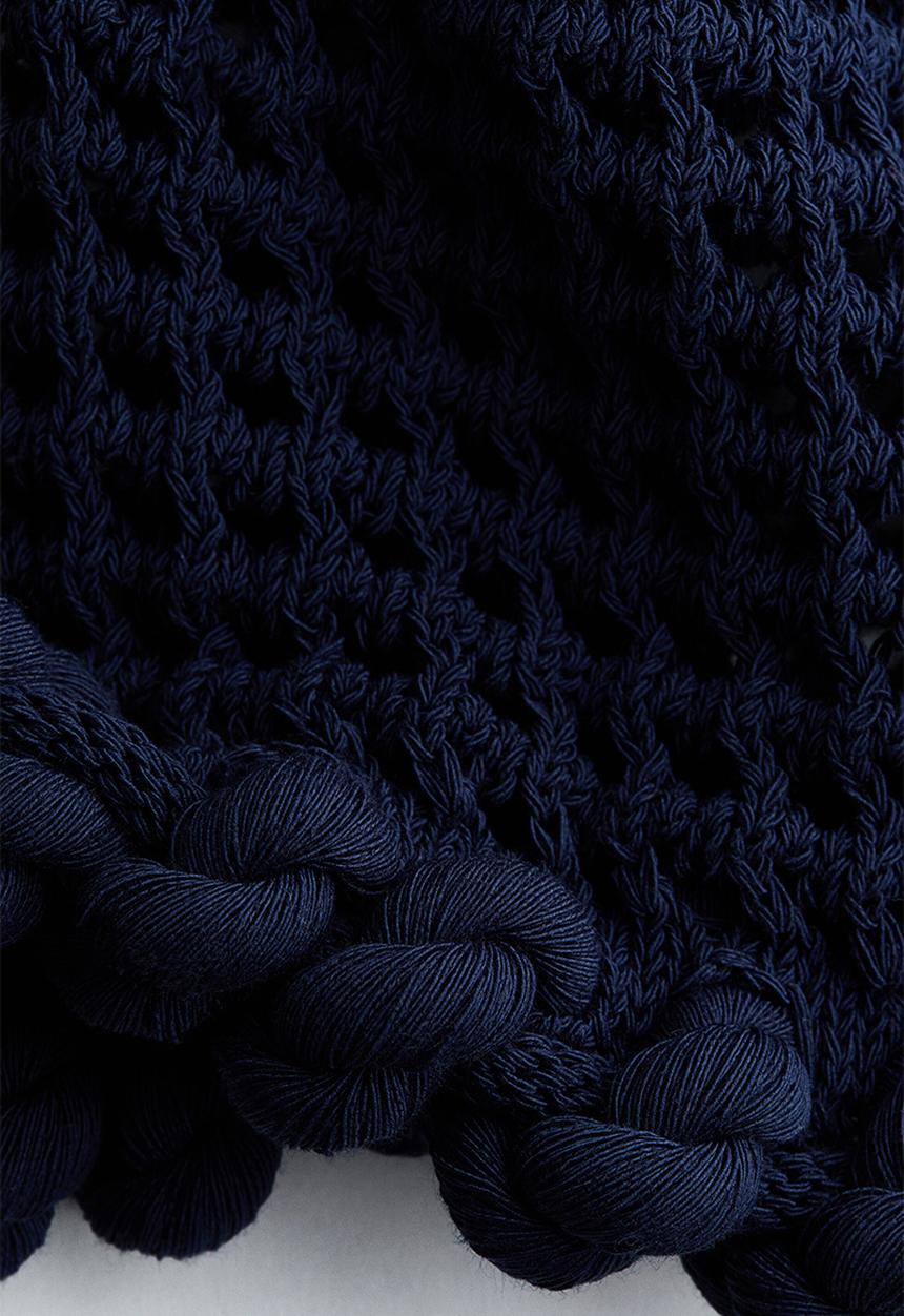 H&M - H&M Studio: Rope-detail hole-knit trousers - navy blue