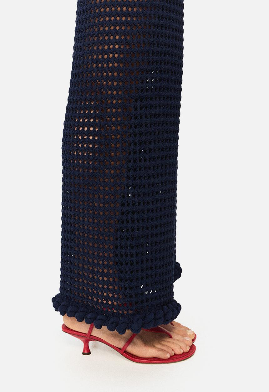 H&M - H&M Studio: Rope-detail hole-knit trousers - navy blue