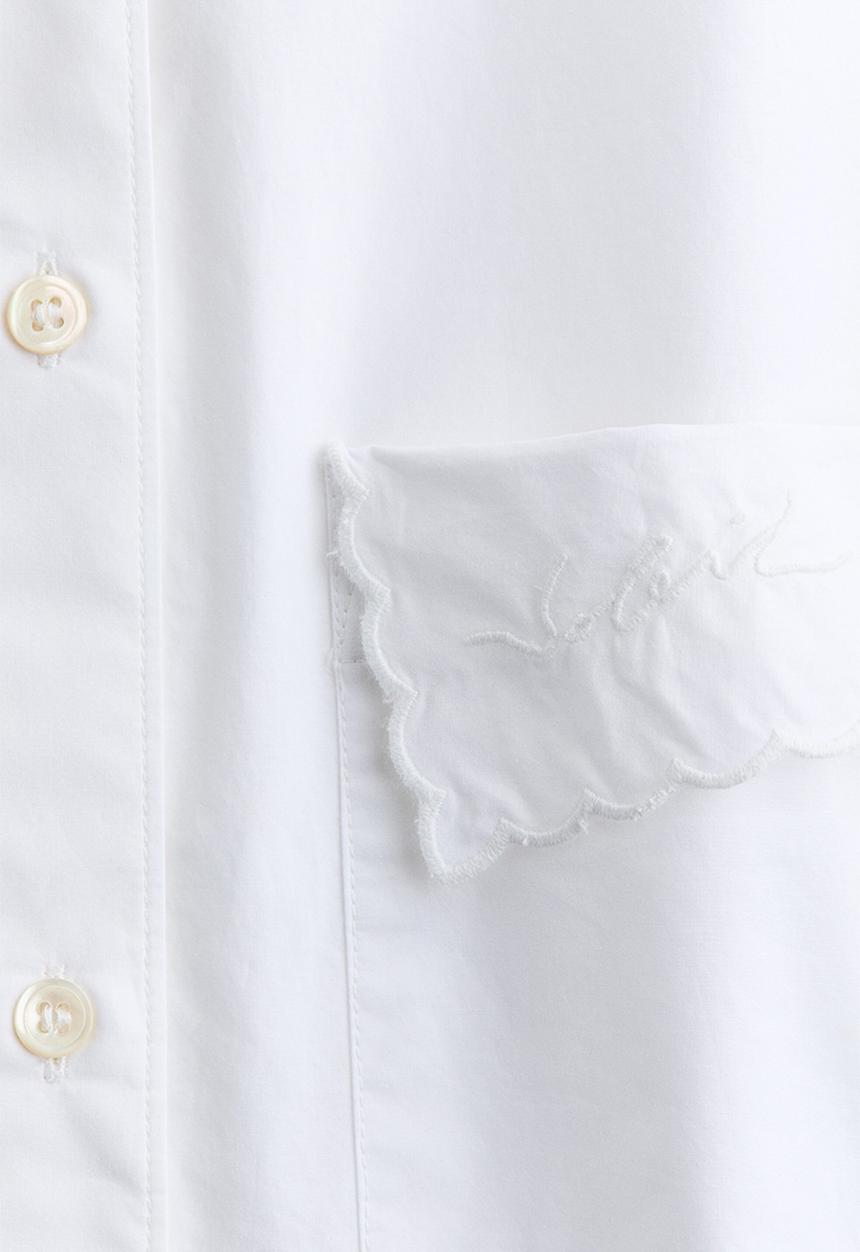 H&M - H&M Studio: Ruched-sleeve poplin shirt - white