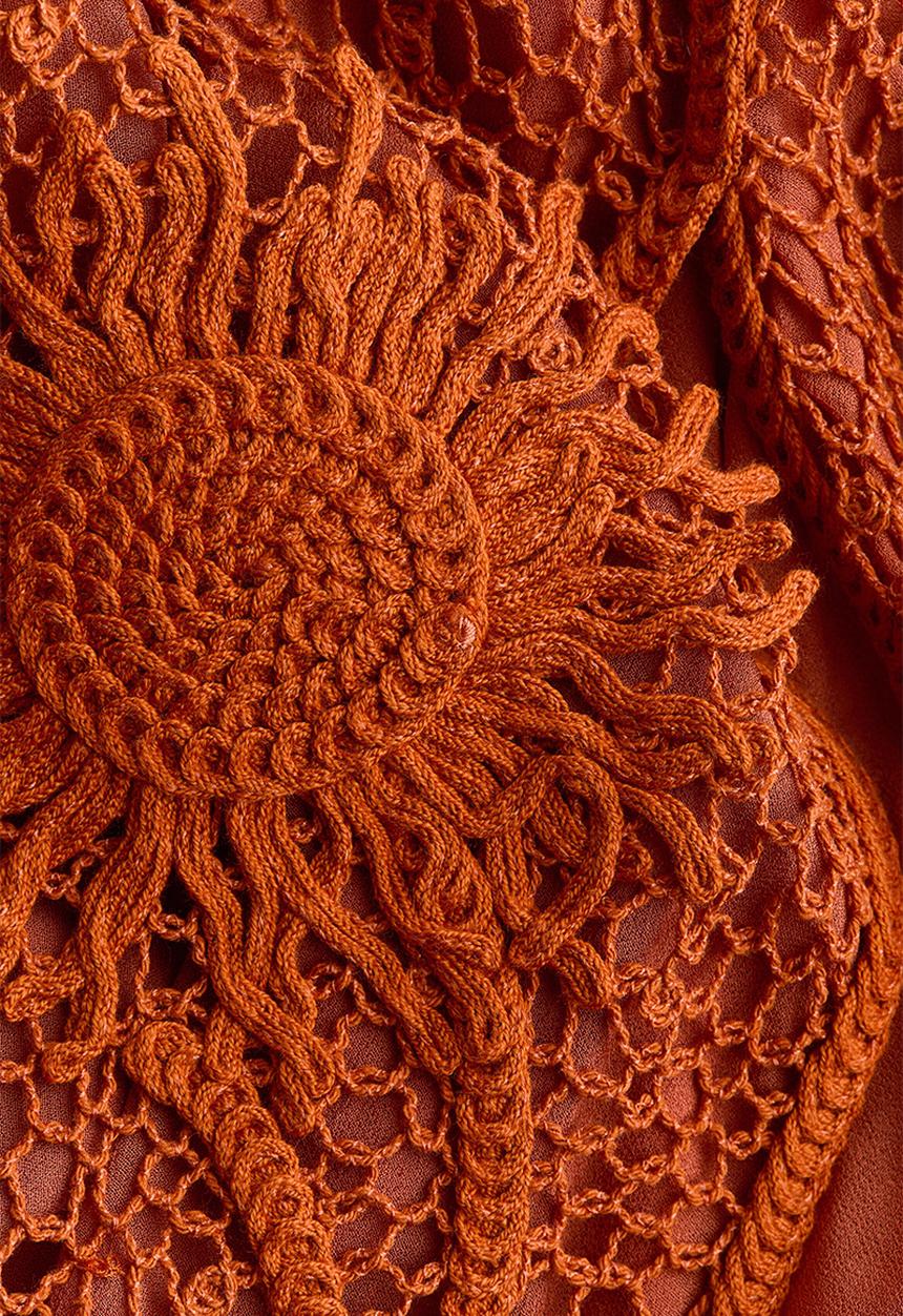 H&M - H&M Studio: Ruffled crochet-look dress - orange/sunflowers