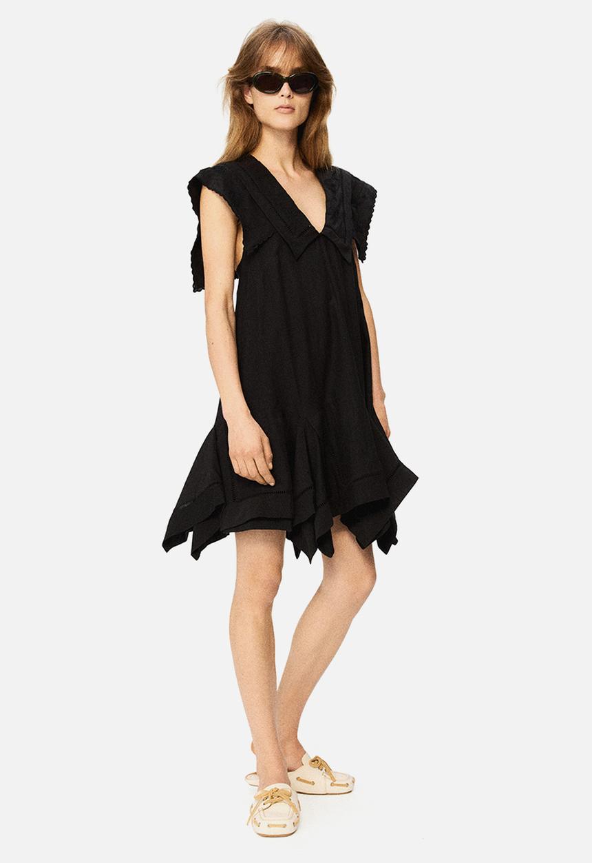 H&M - H&M Studio: Sailor-collared broderie anglaise dress - black