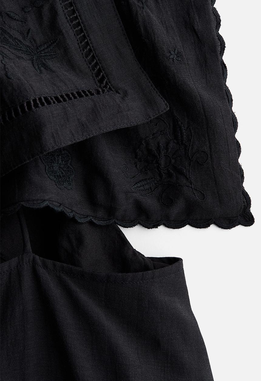 H&M - H&M Studio: Sailor-collared broderie anglaise dress - black