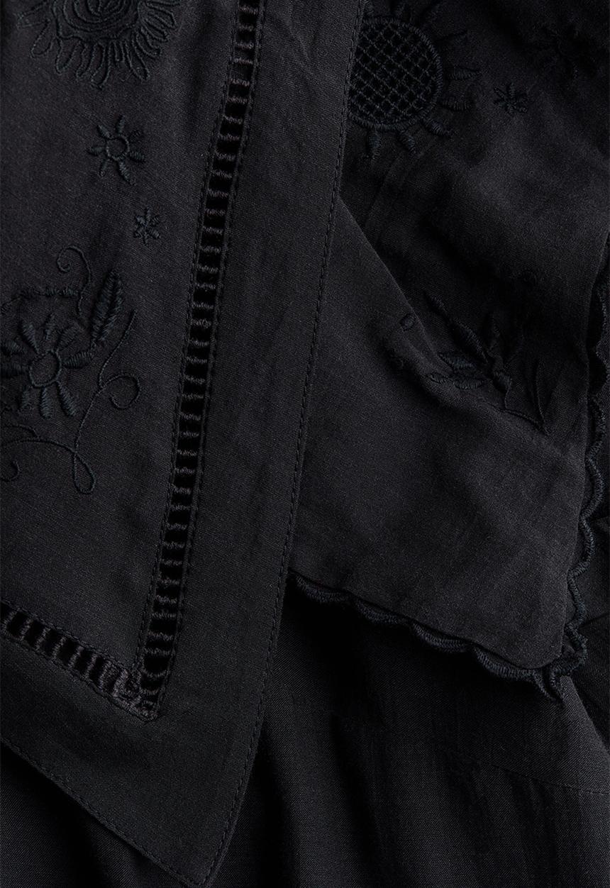 H&M - H&M Studio: Sailor-collared broderie anglaise dress - black