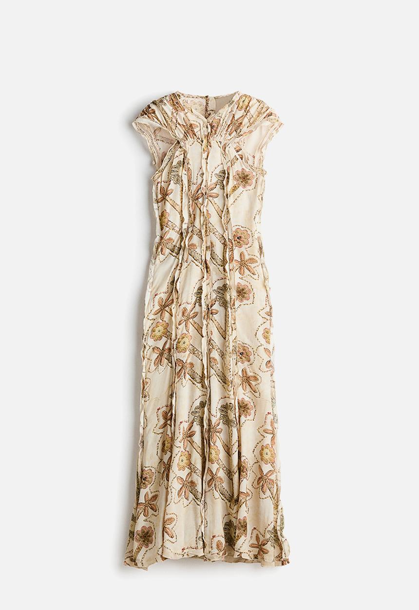 H&M - H&M Studio: Floral-print ruffled open-back dress - cream/floral