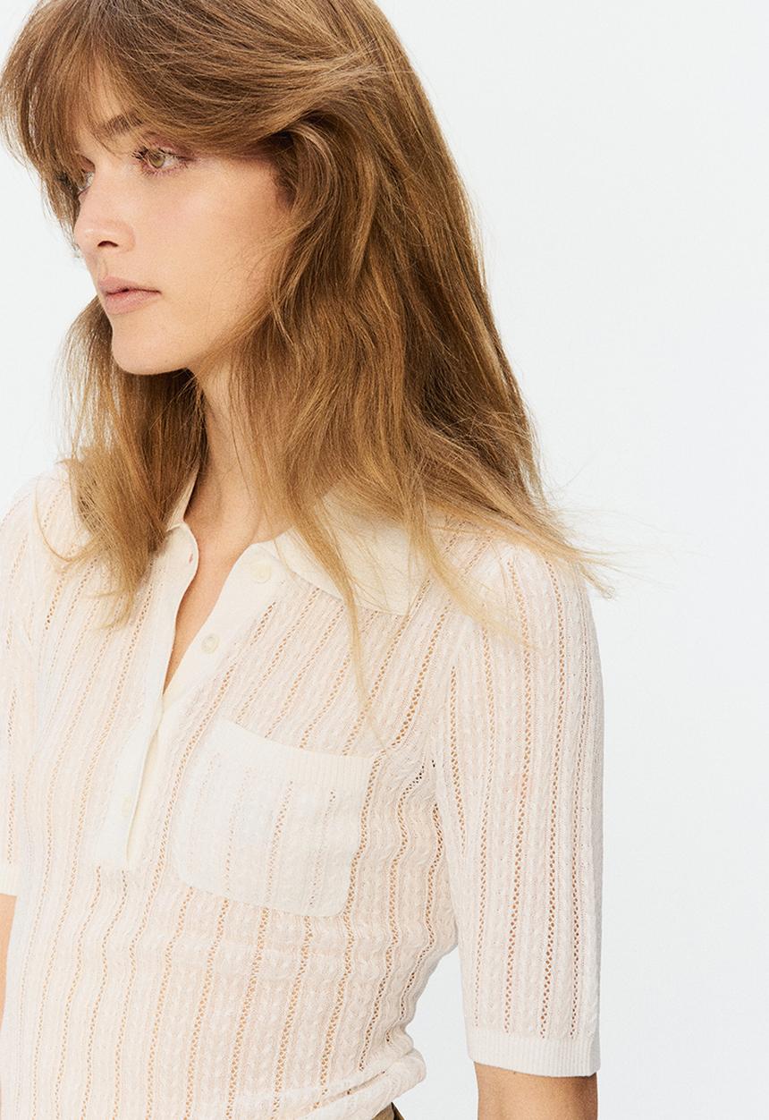 H&M - H&M Studio: Pointelle-knit polo shirt - white