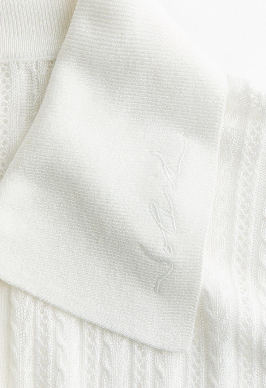 H&M - H&M Studio: Pointelle-knit polo shirt - white