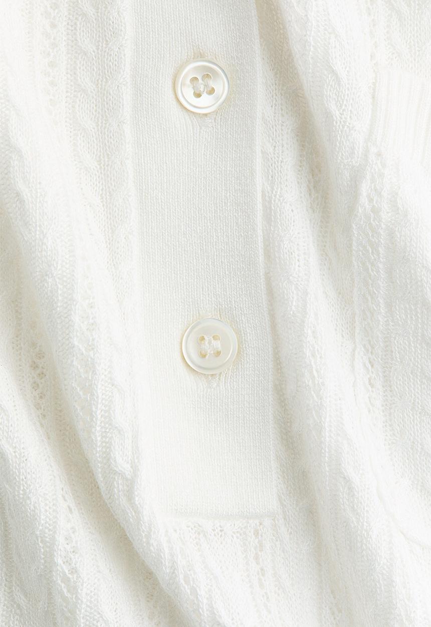 H&M - H&M Studio: Pointelle-knit polo shirt - white