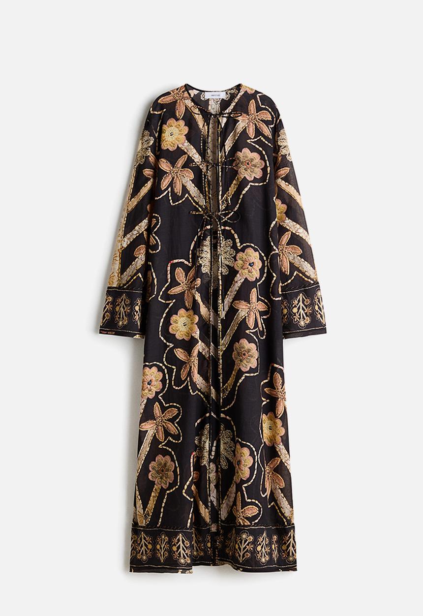 embroidered kaftan dress h&m H&amp;M + Embroidered Kaftan Dress