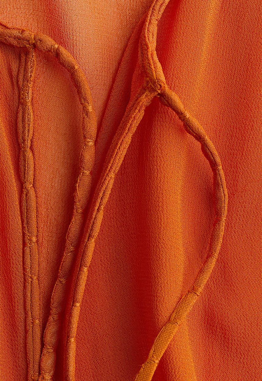 H&M - H&M Studio: Sheer tie-front blouse - orange