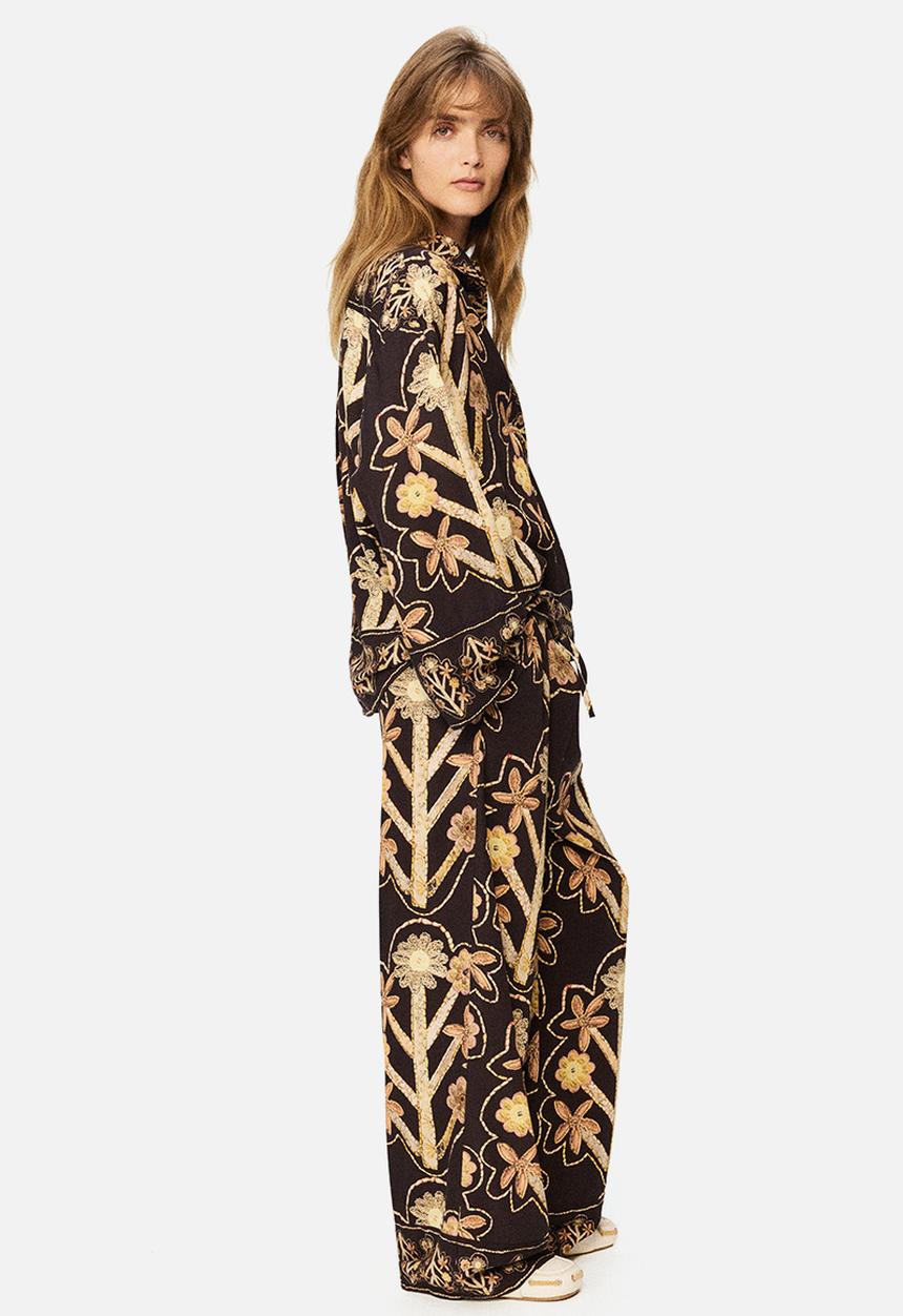 H&M - H&M Studio: Floral-print popover shirt - black/floral