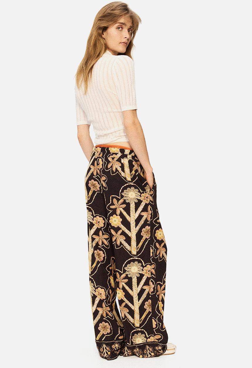 H&M - H&M Studio: Floral-print twill trousers - black/floral