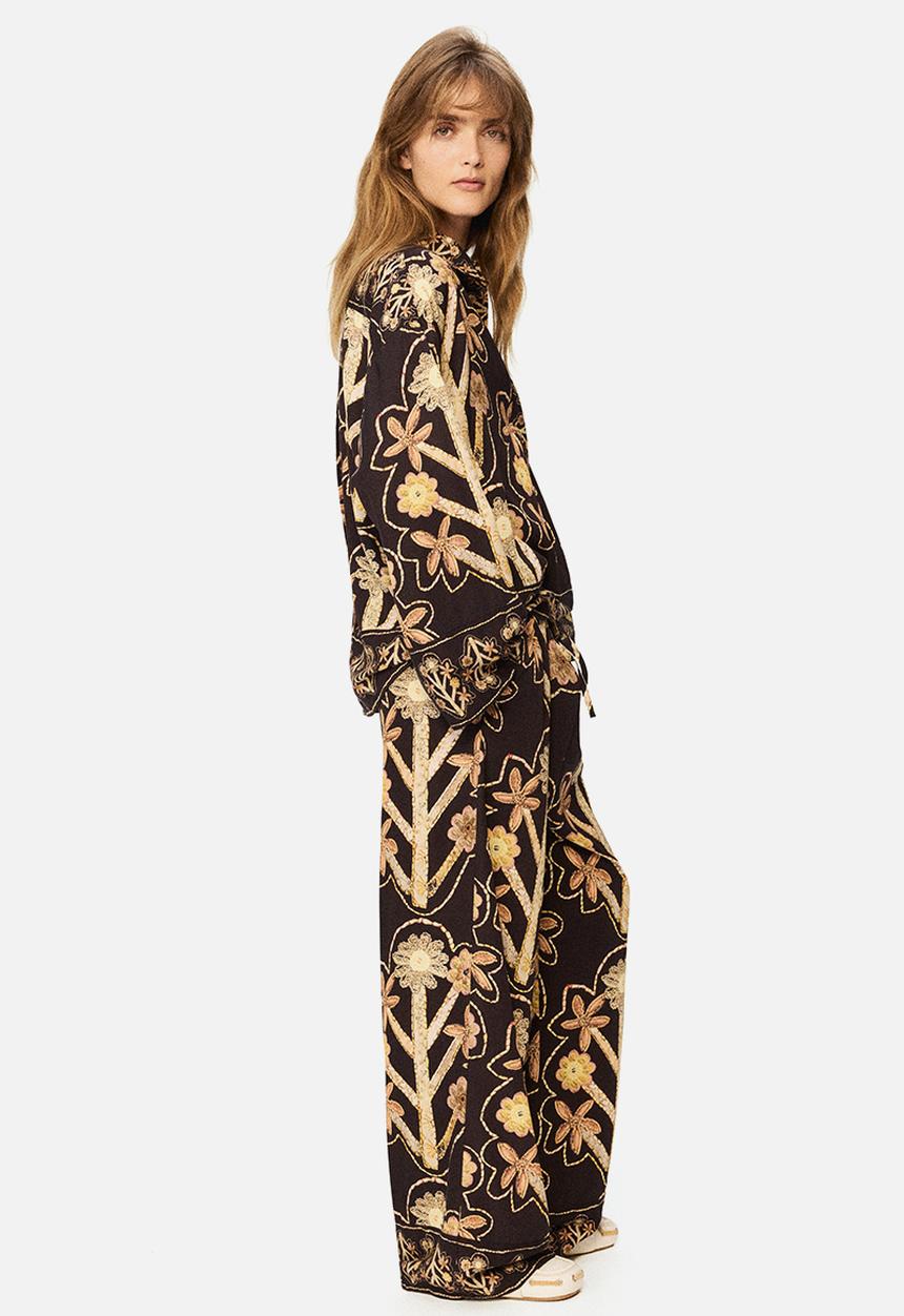 H&M - H&M Studio: Floral-print twill trousers - black/floral