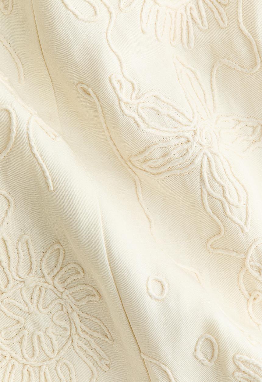 H&M - H&M Studio: Ruffled embroidered dress - cream