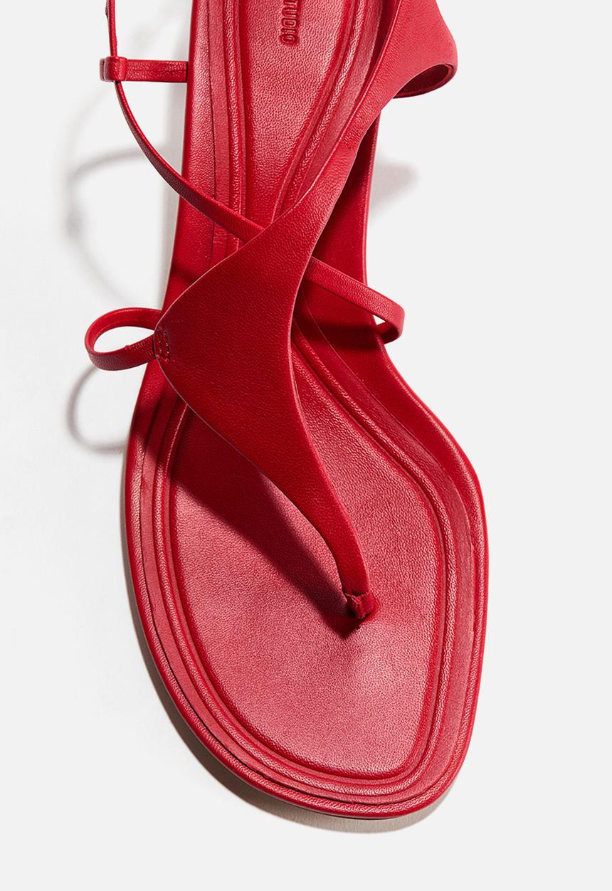 H&M - H&M Studio: Kitten-heeled leather sandals - red