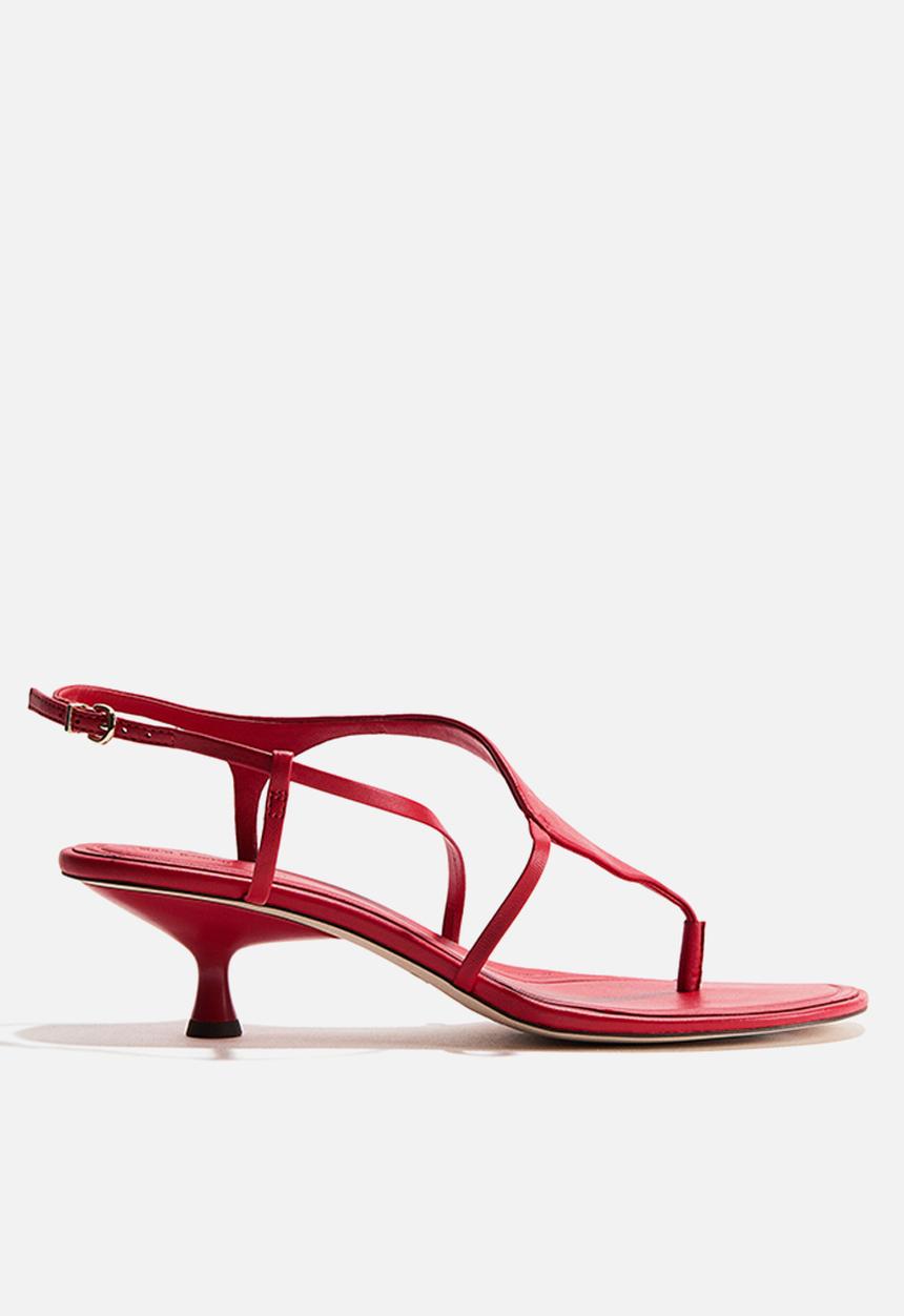 H&M - H&M Studio: Kitten-heeled leather sandals - red