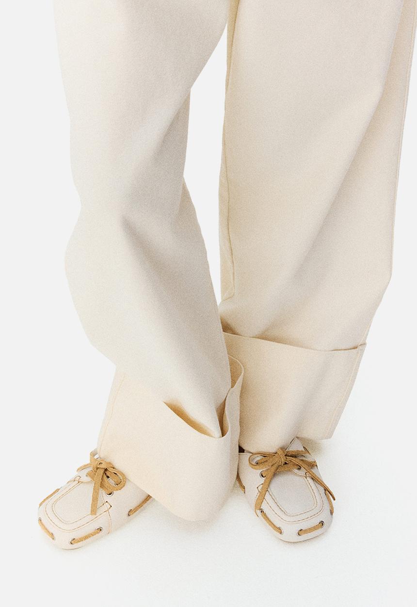 H&M - H&M Studio: Leather loafer mules - cream