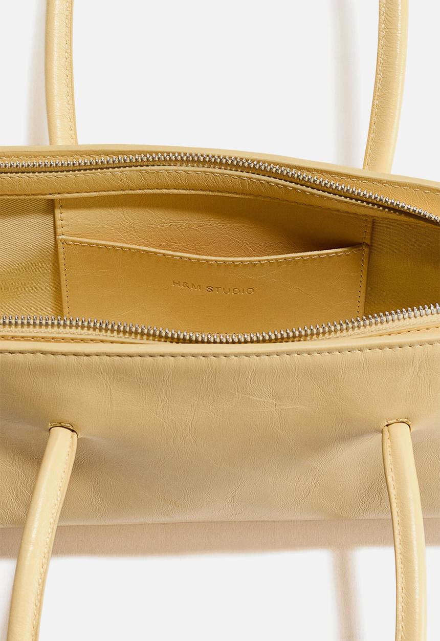 H&M - H&M Studio: Small leather shoulder bag - light yellow