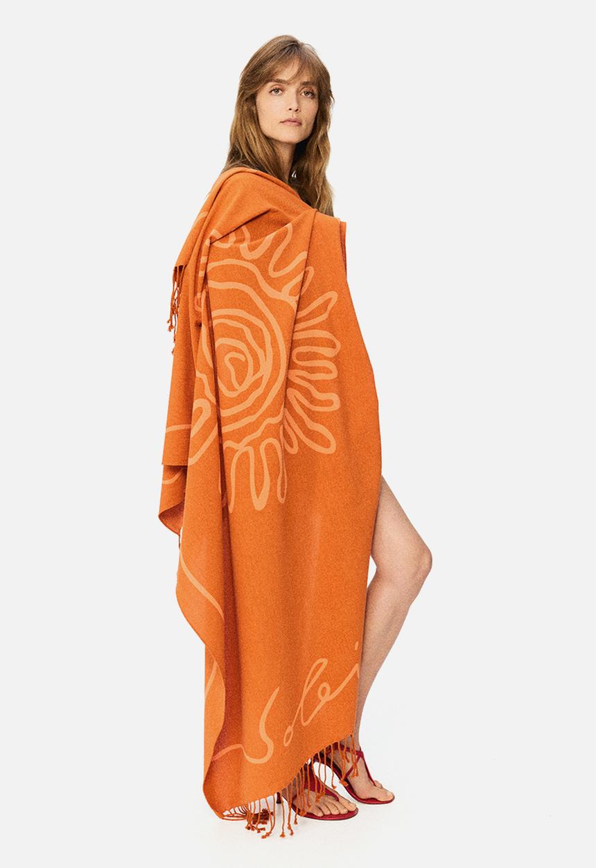 H&M - H&M Studio: Fringed cotton beach towel - orange/sunflower