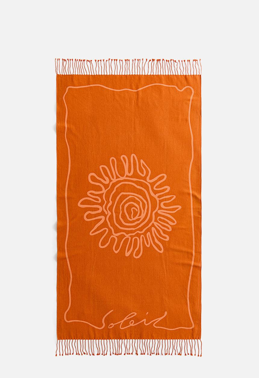 H&M - H&M Studio: Fringed cotton beach towel - orange/sunflower