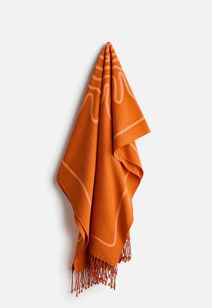 H&M - H&M Studio: Fringed cotton beach towel - orange/sunflower