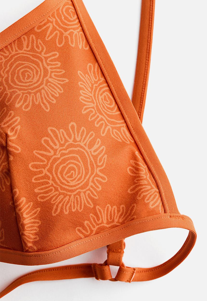 H&M - H&M Studio: Printed triangle bikini top - orange/sunflowers