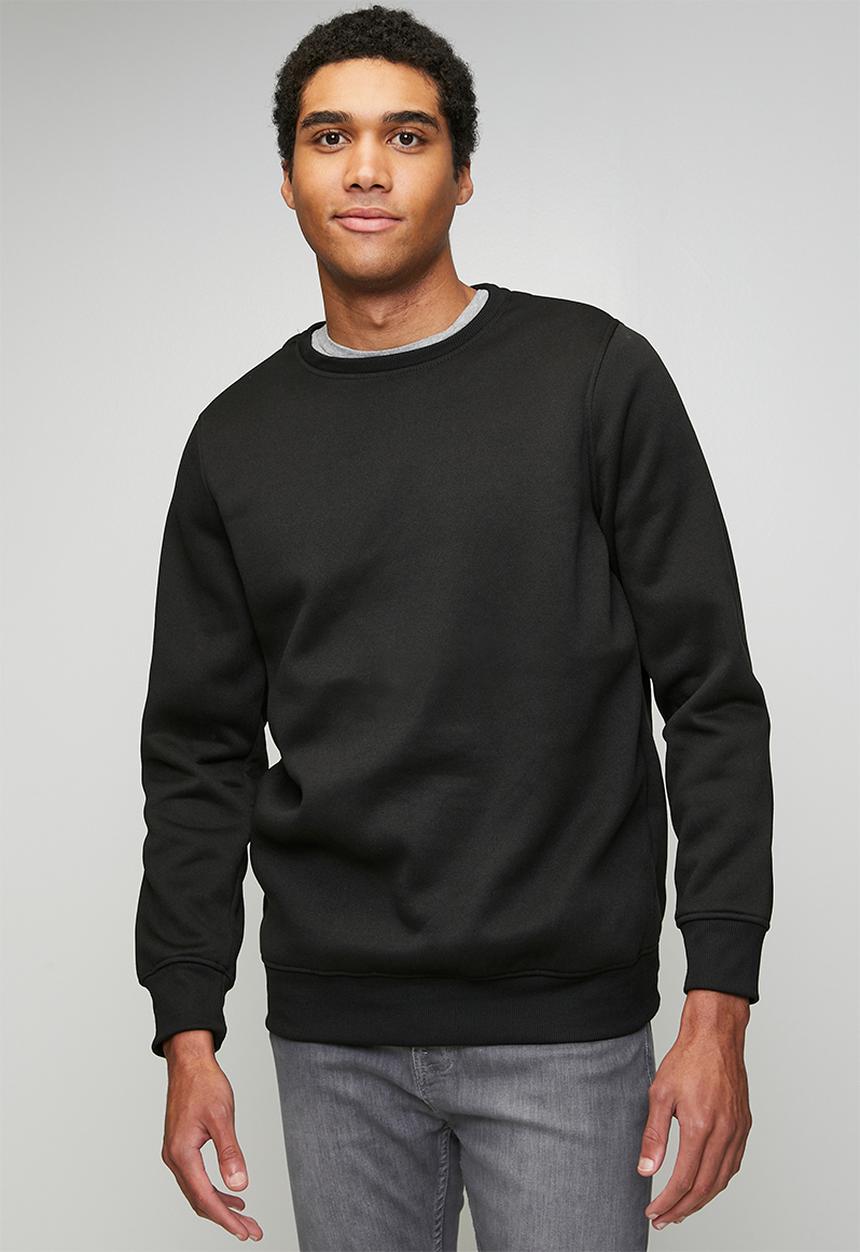 Brave Soul - Crew Neck Sweatshirt - Jet Black/Dk Charcoal Marl