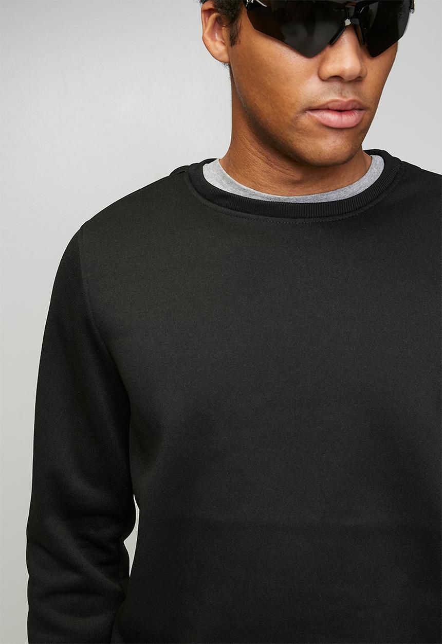 Brave Soul - Crew Neck Sweatshirt - Jet Black/Dk Charcoal Marl