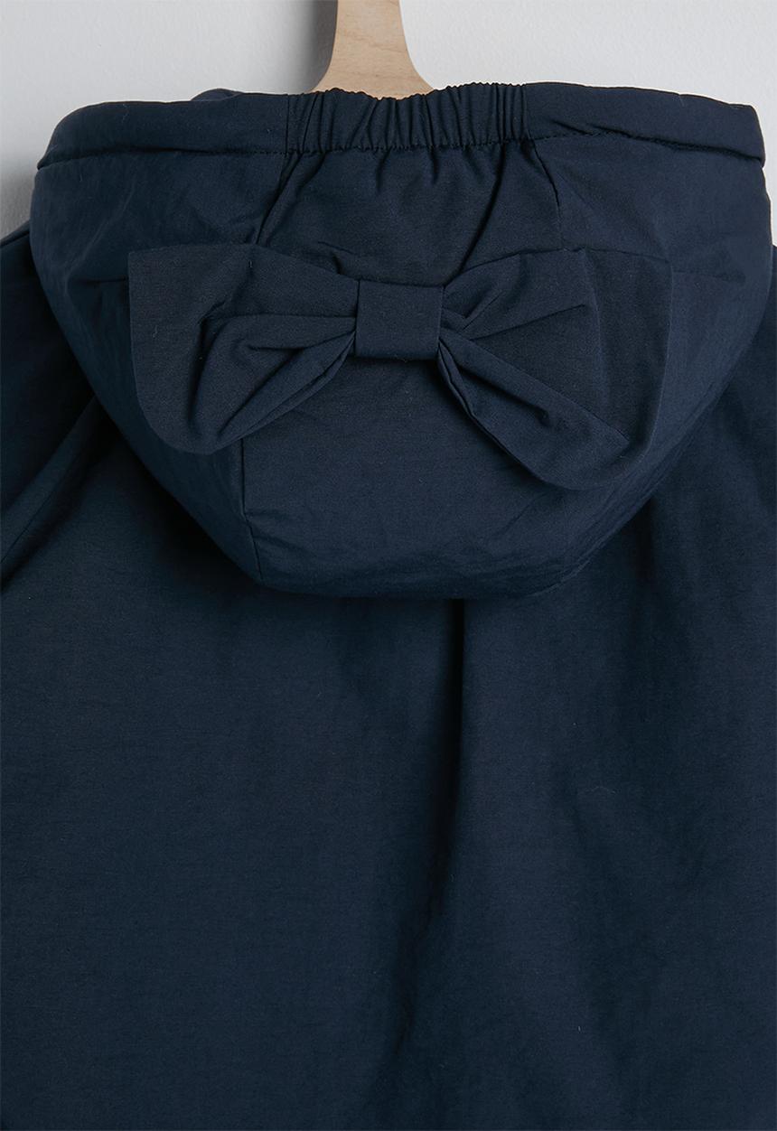 Pop Candy - Bow applique puffer jacket with faux fur lining - midnight blue