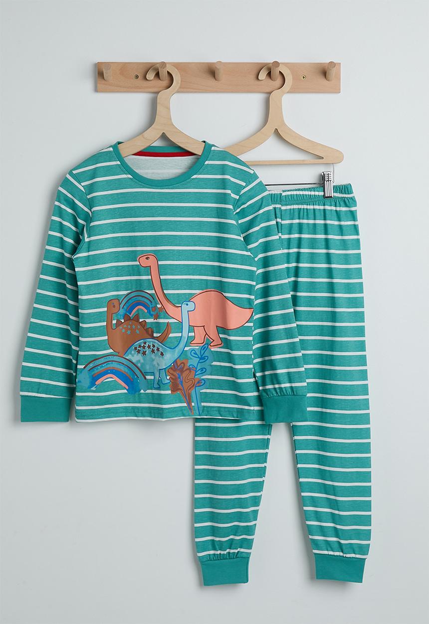 Pop Candy - Pj set - blue stripes/dino multi