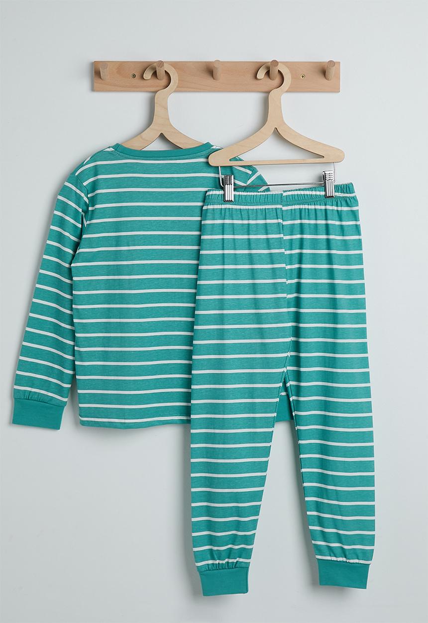 Pop Candy - Pj set - blue stripes/dino multi