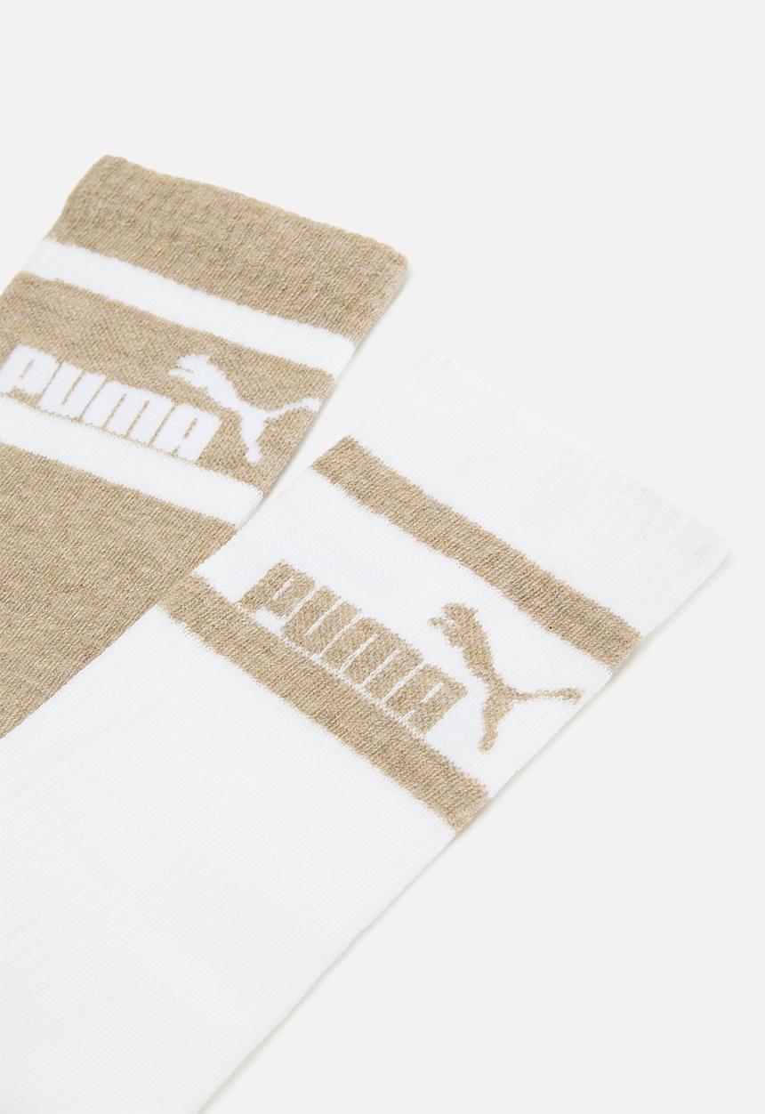 PUMA - Mens 2 Pk Mid Calf No.1 Logo Sock - Puma White / Camel